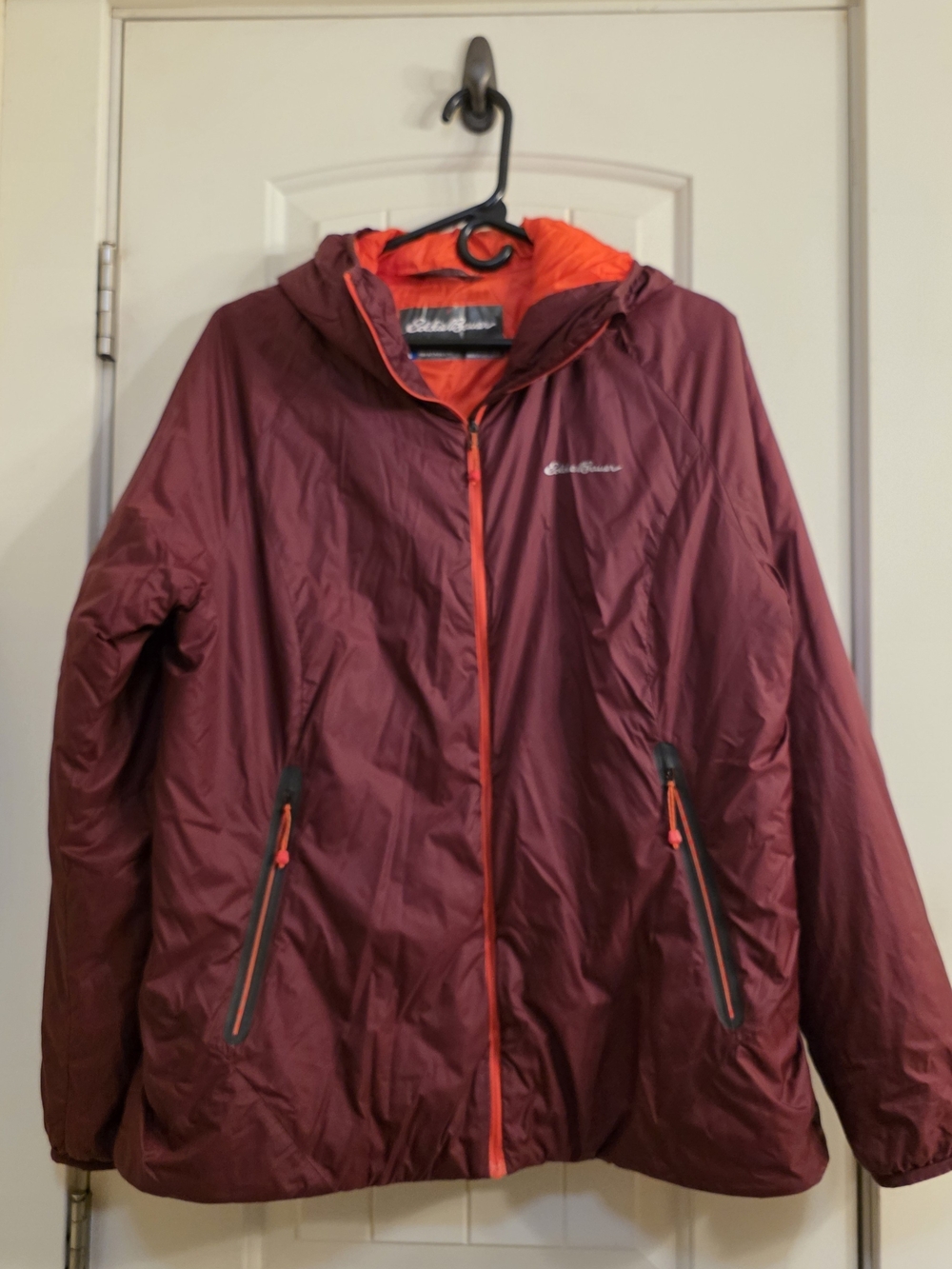 Eddie Bauer Women's Maroon Hooded Packable Jacket